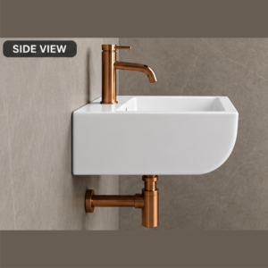 Lavabo mural en céramique ovale, écologique, facile à nettoyer, finition polie, design moderne, robinet monotrou, pour hôtels et maisons - Product Image 3