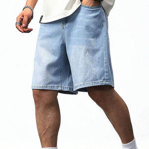 Shorts cargo en jean déchiré pour homme, style streetwear, coupe ample, multi-poches, en coton respirant, taille haute, fermeture boutonnée, pour l'été - Product Image 1