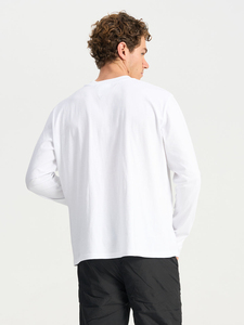 Men <b>Long</b> <b>Sleeve</b> Cotton T-Shirt O-Neck Regular Fit Solid White Casual Knitted <b>Top</b> - Product Image 6