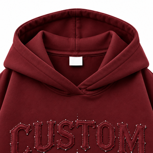 Sweat-shirt à capuche unisexe en molleton français imprimé strass personnalisé, coupe oversize, avec poches en coton polaire, manches classiques, idéal pour l'automne - Product Image 3