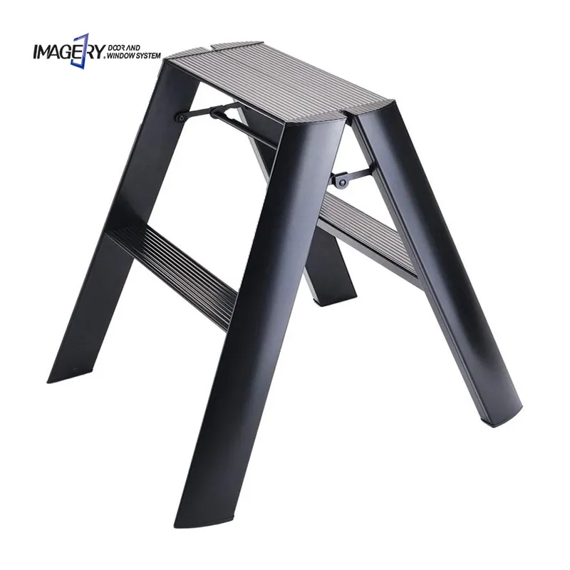 Escalera plegable portátil de metal negro barato para el hogar, escalera de aluminio de 2 escalones multiusos a la venta