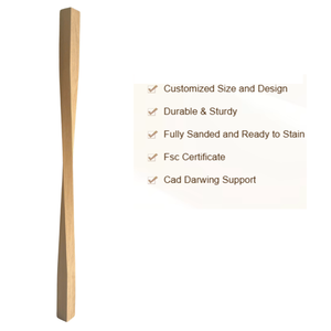 Balustre en bois à prix compétitif, embout de balustre Avon, écologique, en peuplier naturel, réglable, durable, pièces d'escalier modernes et simples - Product Image 2