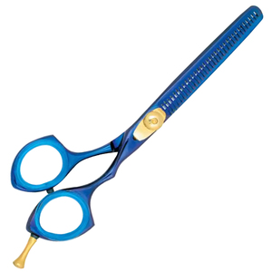Ciseaux à effiler bleus en acier inoxydable professionnels pour barbier, pour droitiers, à dents en V, 6 pouces - Product Image 2