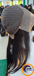 Perruques en cheveux humains à dentelle frontale de longueur moyenne, densité 130% |   Cheveux naturels noirs Remy |   Perruque sans colle avec ligne de cheveux pré-épilée - Product Image 5