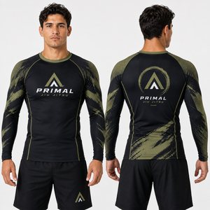Camiseta de compresión de manga larga para MMA personalizada al por mayor, uniforme de entrenamiento sin kimono, sublimado, para equipos, OEM, protección UV, para deportes. - Product Image 3