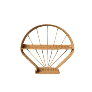 Étagère murale en rotin naturel artisanal en forme de ballon avec compartiments ouverts pour chambre d'enfant, crèche et salle de jeux - Product Image 2