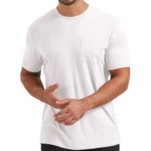 Camiseta de Algodón Blanca para Hombre, Manga Corta, Cuello Redondo, Corte Regular, Color Sólido Informal, con Bolsillo Delantero, Tejido de Punto Jersey - Product Image 1