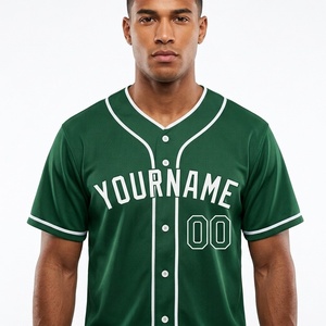 Custom Sublimated Baseball Jersey <b>Button</b> Breathable Mesh Fabric Moisture Wicking Quick Dry Adjustable Strap V-neck Short Sleeve - Product Image 6