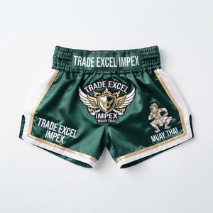 Pantalones Cortos de Muay Thai y Kick Boxing Personalizados de Primera Calidad para Adultos Unisex, con Logotipo Frontal, Ecológicos, de Poliéster, Hechos en Pakistán - Product Image 3