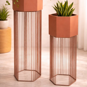 Classic Iron Powder Coated Durable Multi-Purpose Indoor Floor Planter with Drainage - Product Image 1