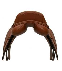 Real International Saddlery English Dressage Saddle RES-04 Leather Brown Wood <b>Tree</b> Full Size Riding Equipment Brass Hardware - Product Image 3