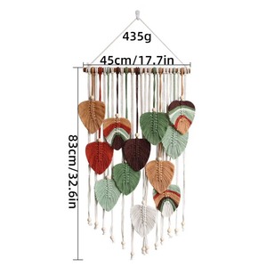 Nuevo Tapiz de Pared de Macramé Estilo Bohemio con Patrón de Follaje, Forma Irregular, Decoración para el Hogar, para Sala de Estar, 2 Piezas - Product Image 5
