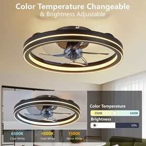Modern Bladeless LED <b>Ceiling</b> Fan with RGB <b>Lights</b> Low Profile <b>Remote</b>-<b>controlled</b> Flush Mount Modern LED Fande - Product Image 4
