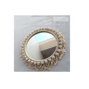 Miroir mural décoratif en macramé rond, style moderne et luxueux, pour chambre et salle de bain, idéal pour la décoration intérieure et les fournitures indiennes. - Product Image 3