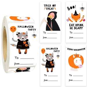 Étiquettes autocollantes rondes en acrylique thermofusible imperméables en gros pour emballages de cadeaux avec logo Halloween - Product Image 2