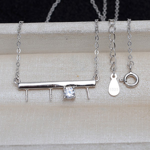 Collier pendentif en argent S925 Wenchi avec 3 perles, support de perles 7-8, ensemble vide, accessoires de bijoux DIY, modèle Chine 20471 - Product Image 1