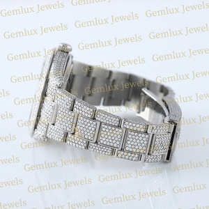 Luxury Wear Roman Dial Auto Date Fully Iced Out D VVS Moissanite Diamond Stainless Steel men's Hip Hop Diamond <b>Watch</b> - Product Image 5