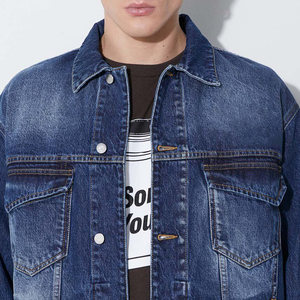 Wholesale Clothing Manufacturer <b>Denim</b> Men's <b>Jackets</b> <b>Custom</b> Basic Solid Color Jeans <b>Denim</b> Men's <b>Jackets</b> - Product Image 6