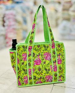 Bolso Tote Acolchado de Algodón con Estampado Floral, Lavable, con Cierre, para Viajes, Compras y Uso Diario - Product Image 1