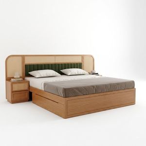 CHAMBRE PRINCIPALE EN BOIS DE TECK MASSIF FABRIQUÉ EN INDOENASIE AVEC ROTIN ET TABLE DE NACRE WT663 - Product Image 1