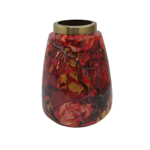 Jarrón de Hierro Hecho a Mano con Patrón Floral en Relieve, Acabado Antiguo de Latón, Jarrón Decorativo para Decoración del Hogar - Product Image 6