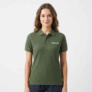 Polo pour femme Hawk Eye, vert, manches courtes, couleur unie, décontracté, respirant, coton piqué, logo brodé sur le devant - Product Image 2