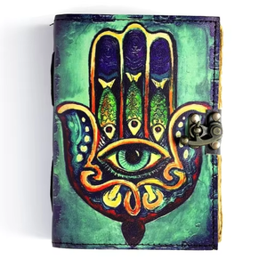 สมุดบันทึกหนังแท้ดีไซน์สวยงาม พิมพ์ลายปลาสามตัว ขอบกระดาษแบบดั้งเดิม กระดาษทนทาน ขนาด 7x5 นิ้ว - Product Image 3