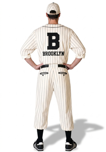 Ensemble uniforme de baseball à rayures pour homme, manches trois quarts, fermeture boutonnée, coton respirant, coupe régulière adulte, toutes saisons - Product Image 4