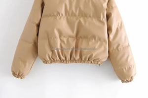 Chaqueta corta a cuadros de invierno 2025 para mujer, elegante abrigo a prueba de viento y cierre de cremallera con cuello levantado, cálido relleno de poliéster - Product Image 4