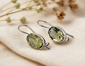 Pendientes Elegantes de Cuarzo Limón de Art Palace, Plata de Ley, Diseño de Joyería de Moda - Product Image 1