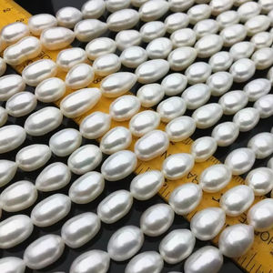 Perlas de Agua Dulce de Arroz Largo, 9-14 mm, Hebra de Perlas Sueltas para Fabricación de Joyas, Venta al por Mayor, Superficie Lisa - Product Image 1