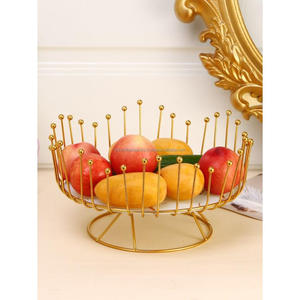 Wedding Decorative Countertop Fruits <b>Basket</b> Floral Shape Metal Wire Gold Plated Hand Made Crafted <b>Gift</b> Hamper <b>Basket</b> From India - Product Image 4