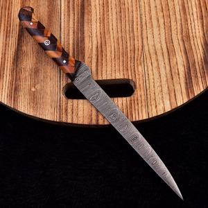 Custom Handmade Ambidextrous Modern Forged Fillet <b>Knife</b> Damascus Steel Wood Handle Leather Sheath-Eco-Friendly Dishwasher <b>Safe</b> - Product Image 5