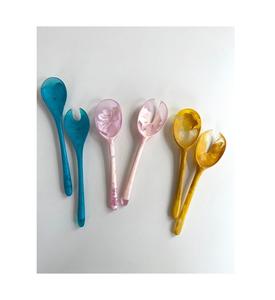 Cuillère à salade en résine époxy style antique, meilleur prix, ensemble fourchette et cuillère en résine pour service alimentaire, usage festif, 100% fait main, poli - Product Image 6