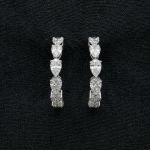 Pendientes de Aro Minimalistas con Diamante en Forma de Pera de 7 Quilates Cultivado en Laboratorio, Oro Blanco de 18k, Certificado IGI, Regalo de Compromiso, Boda, Fiesta - Product Image 5