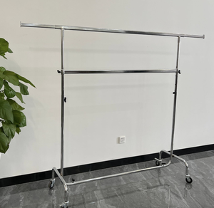 Porte-vêtements moderne en acier inoxydable doré pour hommes, femmes et enfants, avec rail à roulettes mobile, en carton - Product Image 2