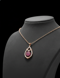 Exquisito Collar de Cadena con Eslabones de Oro y Símbolo de la Eternidad con Diamantes Chapados en Plata de Ley para Mujer, Lujoso para Compromiso, Aniversario, Boda - Product Image 3