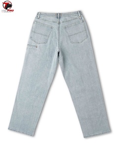 Light Blue Washed <b>Men</b> Straight Denim <b>Jeans</b> 100% Cotton Baggy Fit Casual Mid Waist <b>Jean</b> Pants OEM Service - Product Image 6