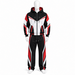 Conjunto de Sudadera con Capucha y Pantalones Jogger de Chándal Unisex, Estilo Urbano de Invierno, Lavado Ácido, Casual, Liso, 220 g/m², con Cremallera, Doble Cintura y Corte Acampanado - Product Image 5