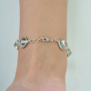Stunning 925 Sterling Silver Cushion Cut Natural Green <b>Amethyst</b> Gemstone Fine Chain Link <b>Bracelet</b> For Women's - Product Image 4