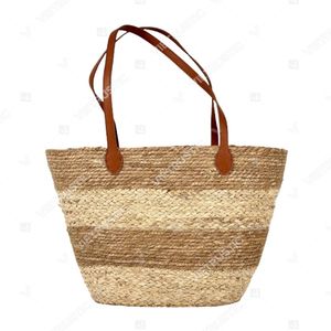 SAVANNAH Two-Tone Striped <b>Straw</b> Zipper Closure Cotton Lining Market Tote <b>Bag</b> - Product Image 4