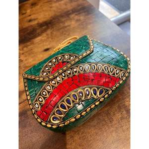 Pochette de soirée de luxe en métal antique pour femme, accessoires de mode en cristal - Product Image 5