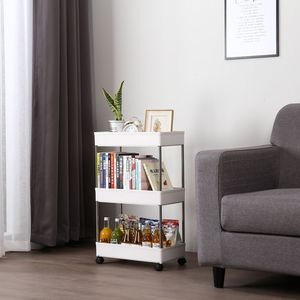 Carrello portaoggetti scorrevole a 3 livelli, scaffale mobile multiuso con ripiani per ufficio o cucina - Product Image 6