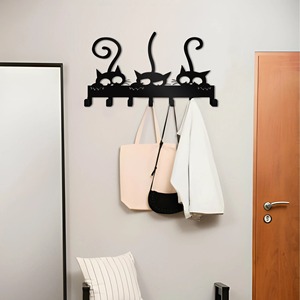 Black Cat Face <b>Key</b> Holder <b>Wall</b> <b>Hook</b> Organizer Perfect <b>For</b> Entryway Decor Stylish <b>Key</b> Storage And Home Organization From India - Product Image 4