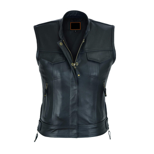 Factory Made Hot Sell <b>Leather</b> Vest Autumn Casual <b>Sleeveless</b> Quilted <b>Leather</b> <b>Jacket</b> Polyester Linnings PU Women's Waistcots - Product Image 1