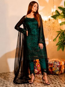 Pakistani Faux Georgette Salwar Kameez Heavy Embroidery Sequin <b>Dress</b> Set Wedding Ethnic Wear for Women - Product Image 2
