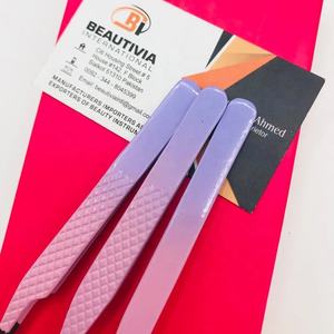 Pinzas de pestañas de acero inoxidable con revestimiento de Color de dos tonos personalizadas profesionales, herramienta de extensión de pestañas sostenible, etiqueta privada puntiaguda - Product Image 3