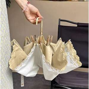 Paraguas Plegable de Alta Gama para Mujer, Protección Solar Anti-UV con Bordado de Conejito, Gancho Curvo y Parasol - Product Image 2