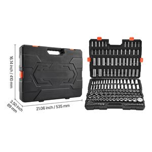 Set di Chiavi a Bussola da 163 Pezzi con Attacco da 3/8, 1/4, 1/2 Pollici, Metrico e SAE, Kit di Utensili Meccanici Profondi e Standard di Qualità - Product Image 5
