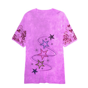 T-shirt graphique Y2K pour femme, coupe slim à épaules tombantes, col rond, imprimé étoiles, écoresponsable - Product Image 2